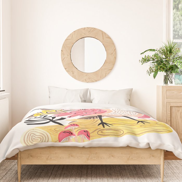 Little Birdy on a Log Duvet Cover Gallery Image 3