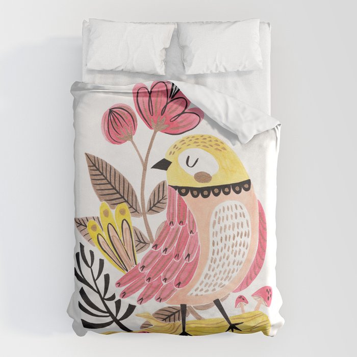 Little Birdy on a Log Duvet Cover Gallery Image 1