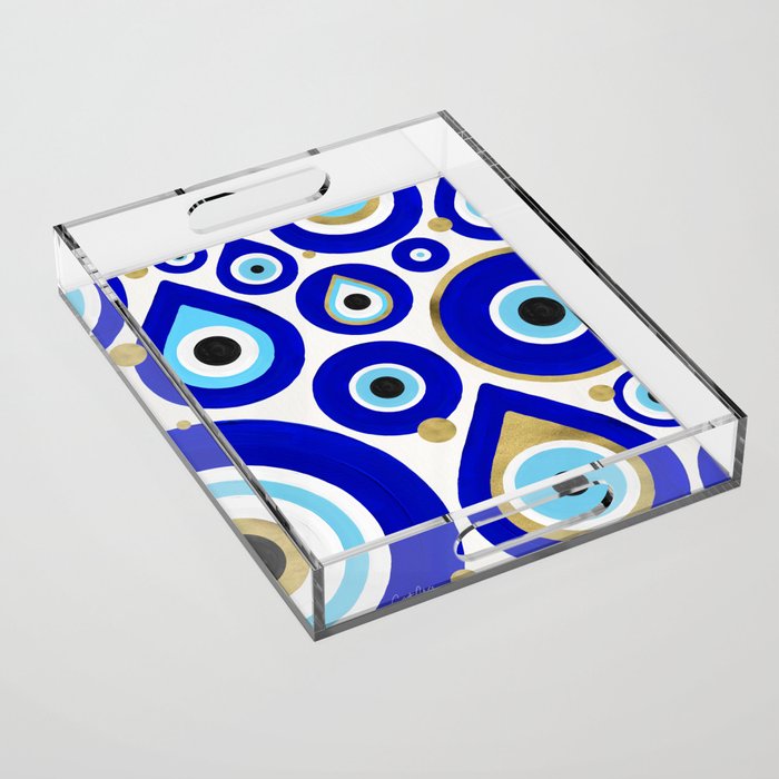 Evil Eye Charms on White Acrylic Tray Gallery Image 1