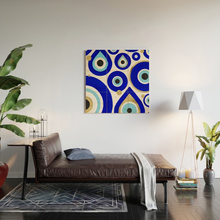 Evil Eye Charms on White Wood Wall Art Gallery Image 2
