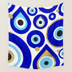 Evil Eye Charms on White Wall Tapestry Gallery Image 4