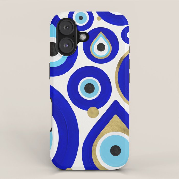 Evil Eye Charms on White iPhone Case Gallery Image 1