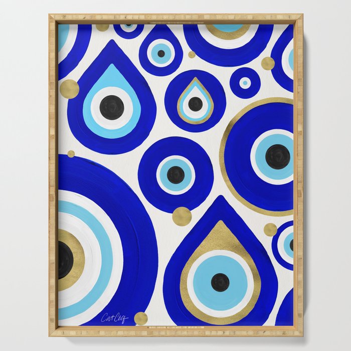 Evil Eye Charms on White Serving Tray Gallery Image 1