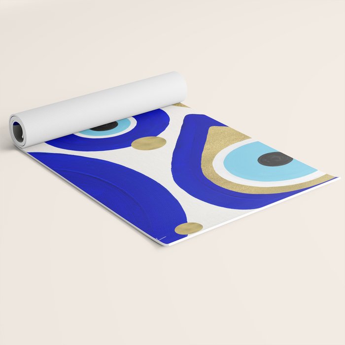 Evil Eye Charms on White Yoga Mat Gallery Image 2