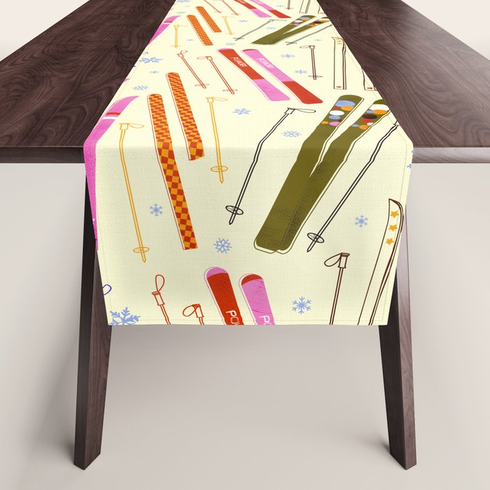 Colorful Winter Skiing Design Table Runner Gallery Image 1