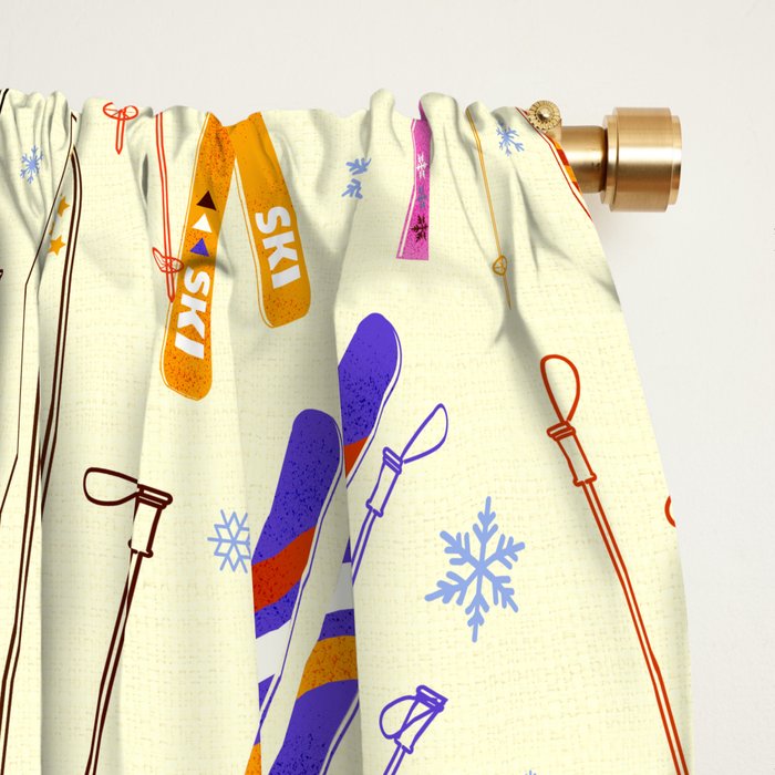 Colorful Winter Skiing Design Window Curtain Gallery Image 2