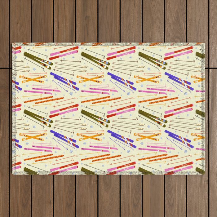 Colorful Winter Skiing Design Outdoor Rug Gallery Image 1