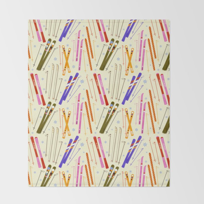 Colorful Winter Skiing Design Throw Blanket Gallery Image 2