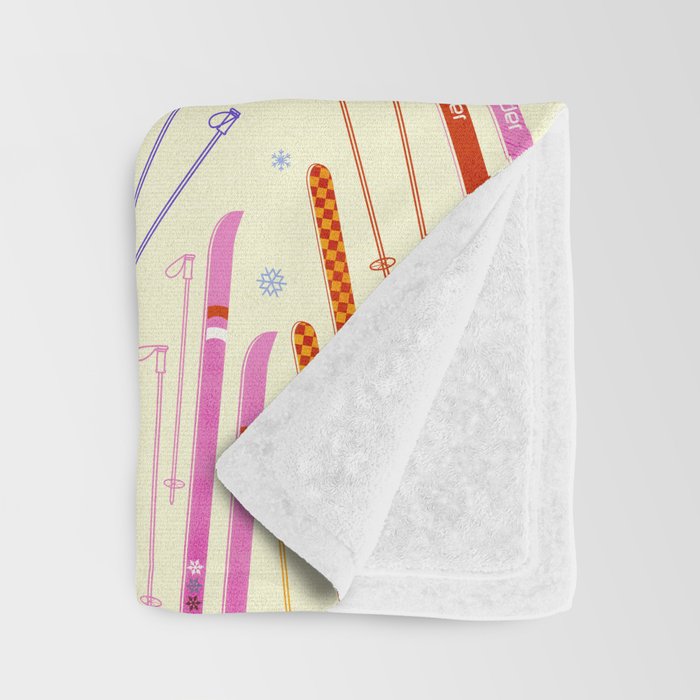 Colorful Winter Skiing Design Throw Blanket Gallery Image 3