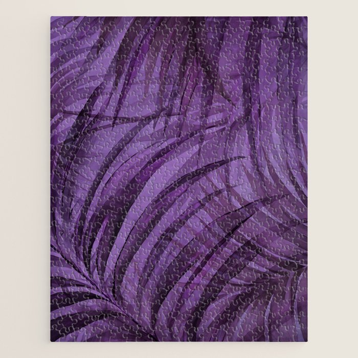 Lush Tropical Midnight Garden Purple Palm Grove  Jigsaw Puzzle Gallery Image 1