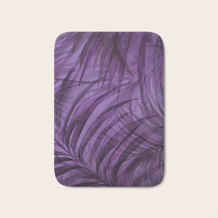 Lush Tropical Midnight Garden Purple Palm Grove  Bath Mat Gallery Image 1