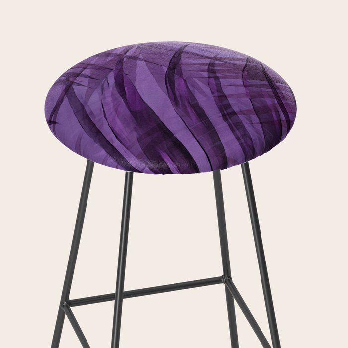 Lush Tropical Midnight Garden Purple Palm Grove Stool