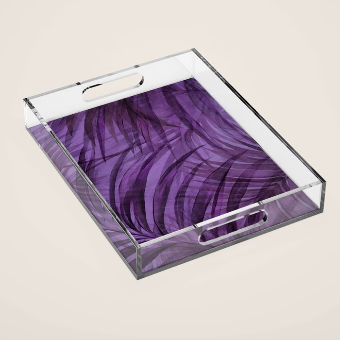 Lush Tropical Midnight Garden Purple Palm Grove  Acrylic Tray Gallery Image 1
