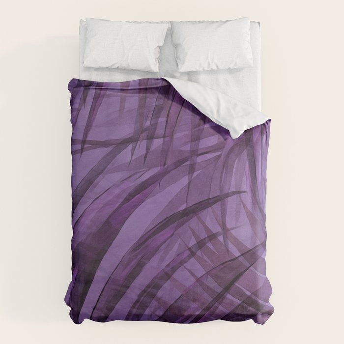 Lush Tropical Midnight Garden Purple Palm Grove  Duvet Cover Gallery Image 6