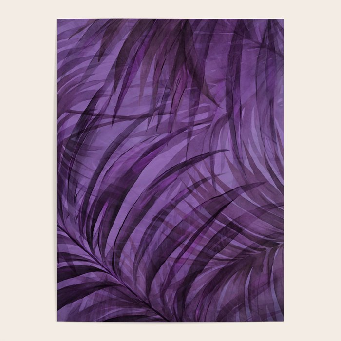 Lush Tropical Midnight Garden Purple Palm Grove  Poster Gallery Image 1