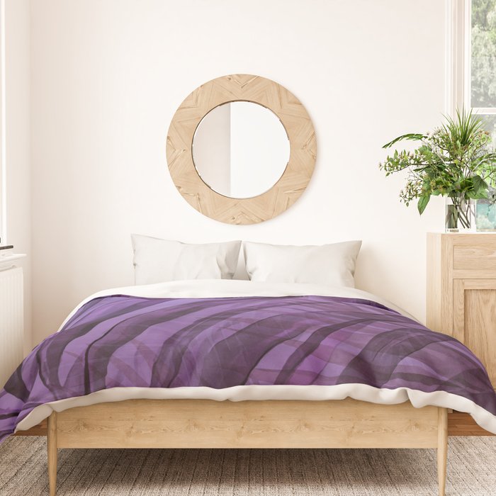 Lush Tropical Midnight Garden Purple Palm Grove  Duvet Cover Gallery Image 3