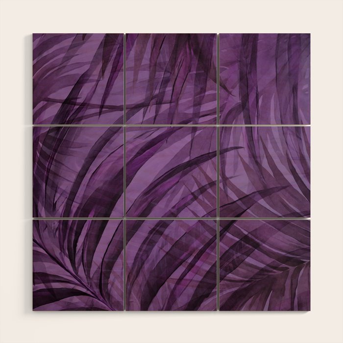 Lush Tropical Midnight Garden Purple Palm Grove  Wood Wall Art Gallery Image 1