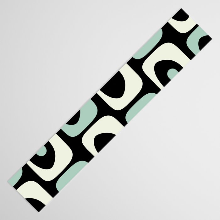 Long Piquet Mid Century Modern Minimalist Pattern Mint Black Table Runner Gallery Image 3