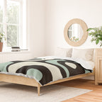 Long Piquet Mid Century Modern Minimalist Pattern Mint Black Duvet Cover Gallery Image 2