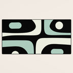 Long Piquet Mid Century Modern Minimalist Pattern Mint Black Desk Mat Gallery Image 3