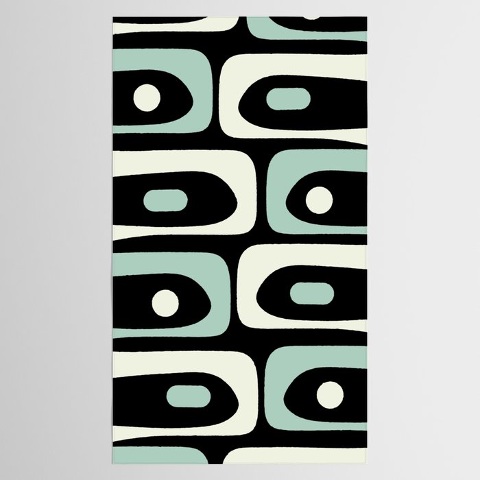 Long Piquet Mid Century Modern Minimalist Pattern Mint Black Tablecloth Gallery Image 2