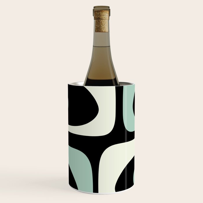 Long Piquet Mid Century Modern Minimalist Pattern Mint Black Wine Chiller Gallery Image 1