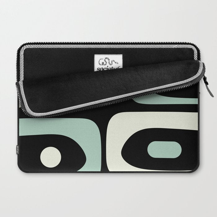 Long Piquet Mid Century Modern Minimalist Pattern Mint Black Laptop Sleeve Gallery Image 2