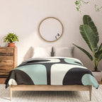 Long Piquet Mid Century Modern Minimalist Pattern Mint Black Comforter Gallery Image 3
