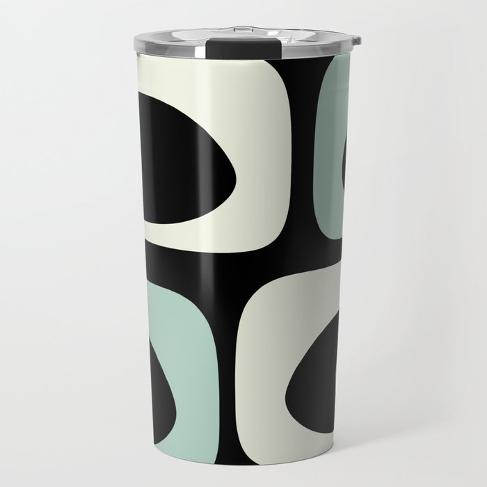 Long Piquet Mid Century Modern Minimalist Pattern Mint Black Travel Mug Gallery Image 1