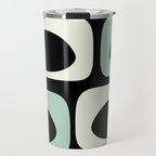 Long Piquet Mid Century Modern Minimalist Pattern Mint Black Travel Mug Gallery Image 1