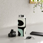 Long Piquet Mid Century Modern Minimalist Pattern Mint Black Water Bottle Gallery Image 4