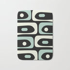 Long Piquet Mid Century Modern Minimalist Pattern Mint Black Bath Mat Gallery Image 1