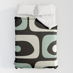 Long Piquet Mid Century Modern Minimalist Pattern Mint Black Comforter Gallery Image 6
