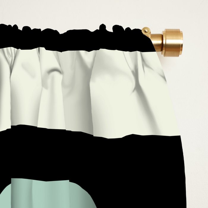 Long Piquet Mid Century Modern Minimalist Pattern Mint Black Window Curtain Gallery Image 2