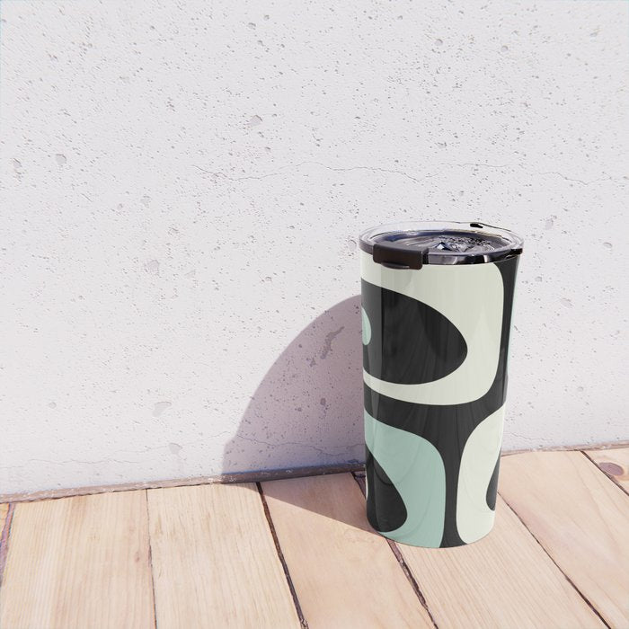 Long Piquet Mid Century Modern Minimalist Pattern Mint Black Travel Mug Gallery Image 4