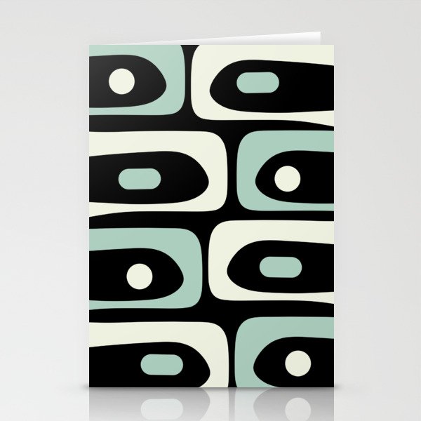 Long Piquet Mid Century Modern Minimalist Pattern Mint Black Stationery Card Gallery Image 1