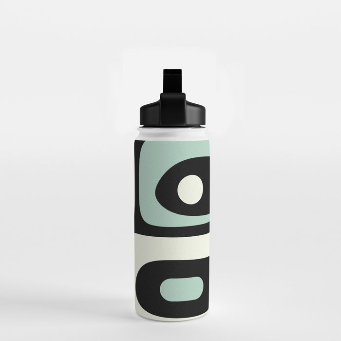 Long Piquet Mid Century Modern Minimalist Pattern Mint Black Water Bottle Gallery Image 2