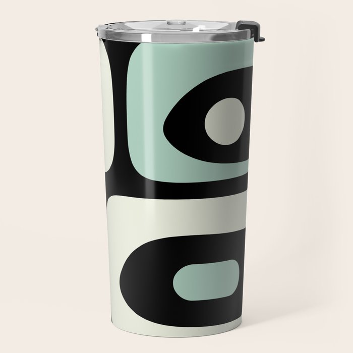Long Piquet Mid Century Modern Minimalist Pattern Mint Black Travel Mug Gallery Image 2