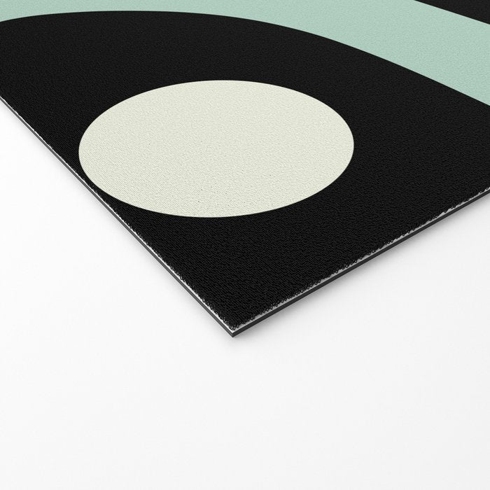 Long Piquet Mid Century Modern Minimalist Pattern Mint Black Welcome Mat Gallery Image 2