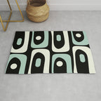 Long Piquet Mid Century Modern Minimalist Pattern Mint Black Rug Gallery Image 1