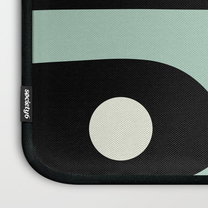 Long Piquet Mid Century Modern Minimalist Pattern Mint Black Laptop Sleeve Gallery Image 3