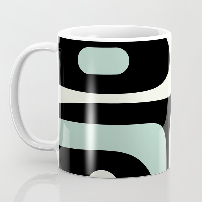 Long Piquet Mid Century Modern Minimalist Pattern Mint Black Coffee Mug Gallery Image 3