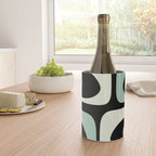 Long Piquet Mid Century Modern Minimalist Pattern Mint Black Wine Chiller Gallery Image 4