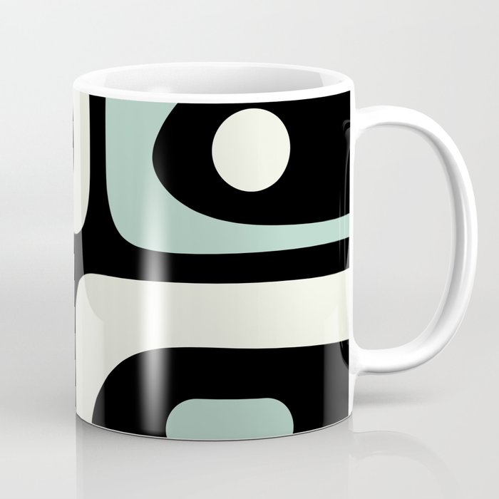 Long Piquet Mid Century Modern Minimalist Pattern Mint Black Coffee Mug Gallery Image 1