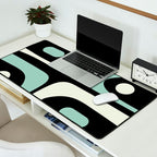 Long Piquet Mid Century Modern Minimalist Pattern Mint Black Desk Mat Gallery Image 2