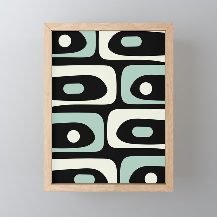 Long Piquet Mid Century Modern Minimalist Pattern Mint Black Mini Art Print Gallery Image 1