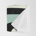 Long Piquet Mid Century Modern Minimalist Pattern Mint Black Throw Blanket Gallery Image 3