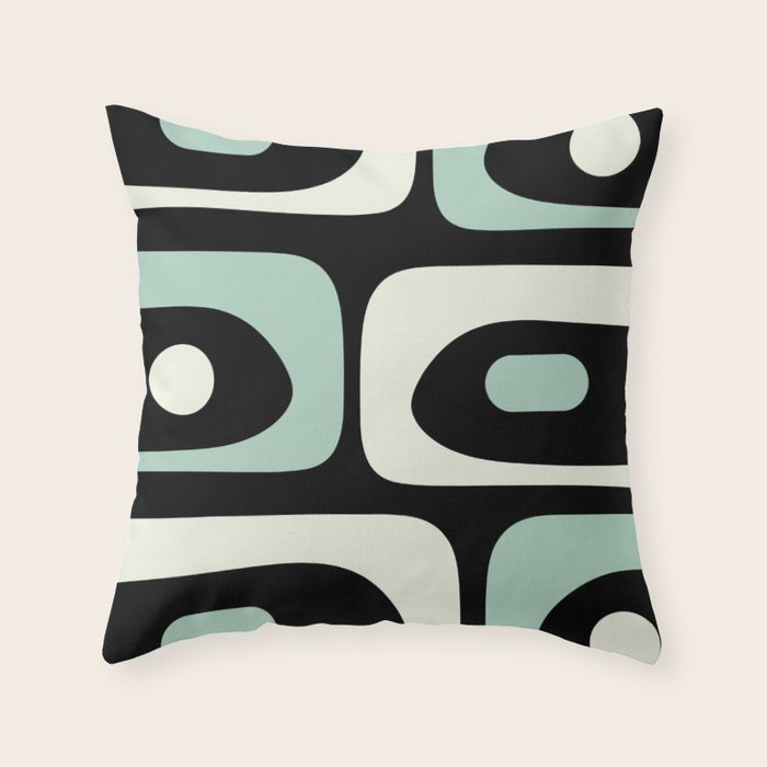 Long Piquet Mid Century Modern Minimalist Pattern Mint Black Throw Pillow Gallery Image 6