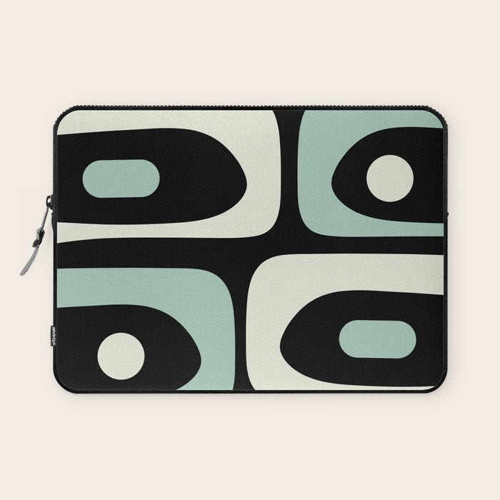 Long Piquet Mid Century Modern Minimalist Pattern Mint Black Laptop Sleeve Gallery Image 1