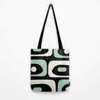 Long Piquet Mid Century Modern Minimalist Pattern Mint Black Tote Bag Gallery Image 2